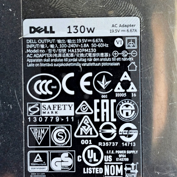 Genuine Dell 130W Laptop Charger AC Adapter HA130PM130, New Condition, No Box - Picture 5 of 5